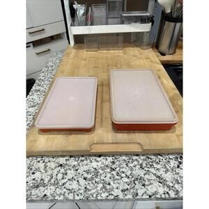 2 Vintage Tupperware Paprika Hot Dog Bacon Meat Keeper With Seal #1292 & #794 *